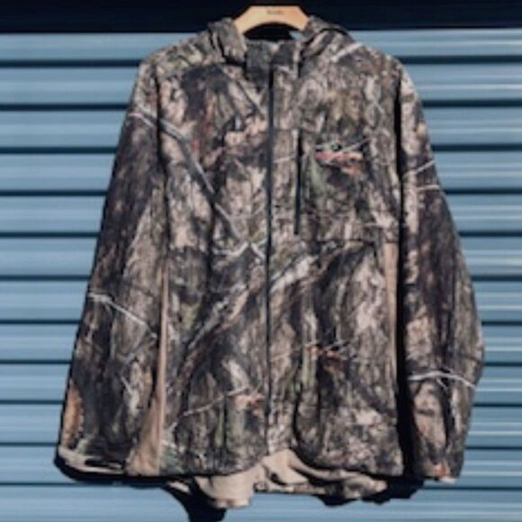 Camouflage Waterproof Hunting Jacket . Size: XL {46-48} . w/ Hoodie . Mossy Oak - Picture 1 of 7